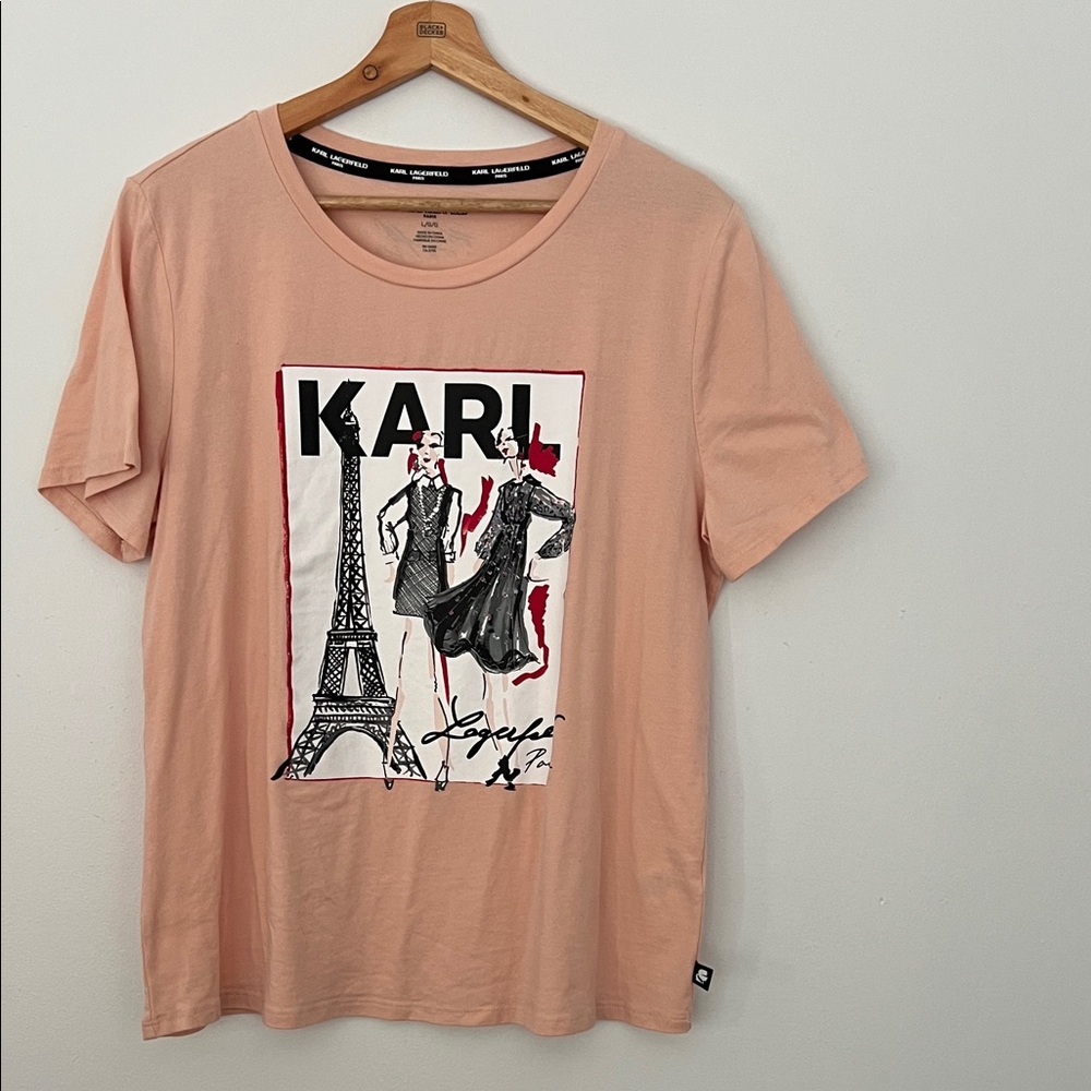 Karl Lagerfeld Graphic T-Shirt in Peach